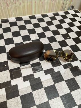 Michael Kors Gold Frame Aviator Sunglasses with Brown Lenses